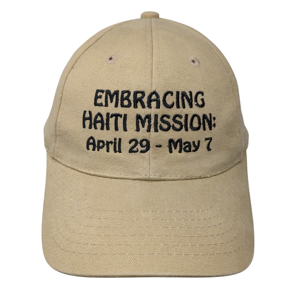 Embracing Haiti Mission Strapback Hat Beige One Size Embroidered Magic